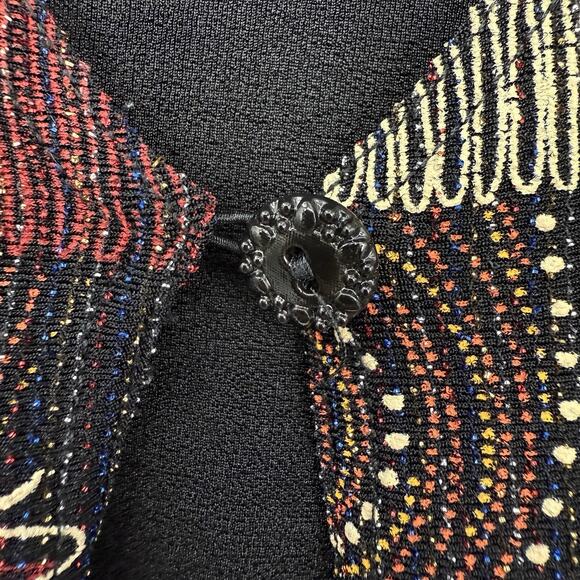 Baranda Woman Attached Top Cardigan size 2X Black Multicolor Art to Wear Boho - Picture 4 of 9